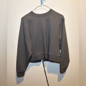 Alexander Wang Tie Back Charcoal Cropped Sweatshirt